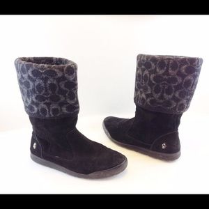 Coach Tatum size 6 1/2 Suede boots w/ knit detail